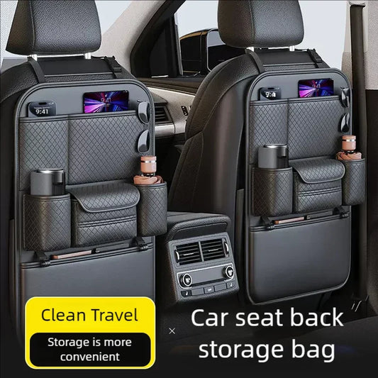 JFBONIN Car Seat Back Organizer - High-Capacity Multi-Pocket Backseat Storage Bag Wear-Resistant Anti-Kick Mat for Vehicle Inter