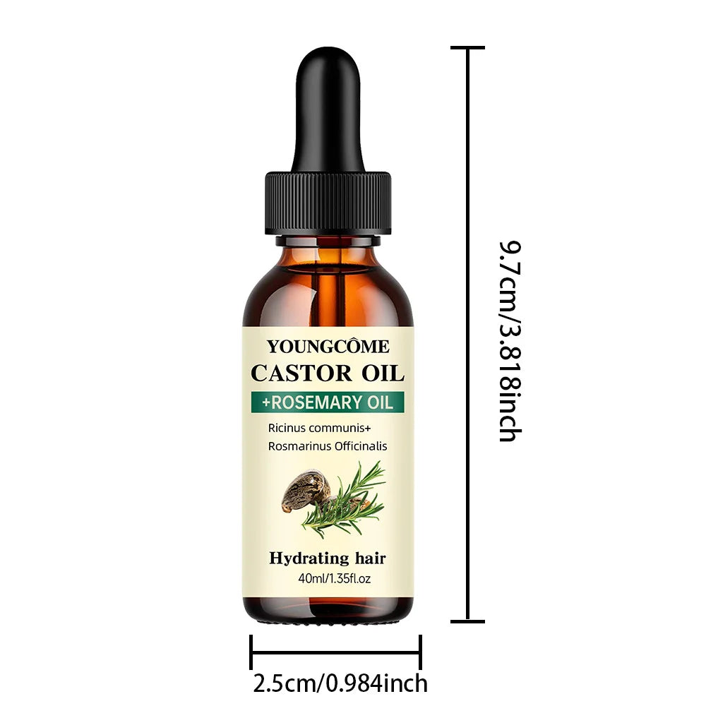 Mix Castor Oil and Rosemary Oil for Hair Growth Enhances hair thickness and Shine, Reduce Hair Loss and Split Ends Hair Care Oil