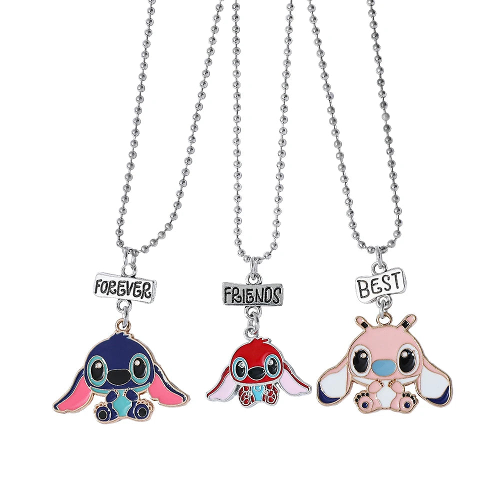 Couple's Stitch Heart Necklace - Gold & Silver Angel And Stitch Cute Style Jewelry Pendant Gift for Girls