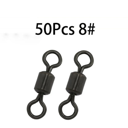 50Pcs Carp Fishing Swivel Rolling Barrel Snap Matte Black Lure Hook Line Connector Fishing Tackle Supplies Accessories Pesca