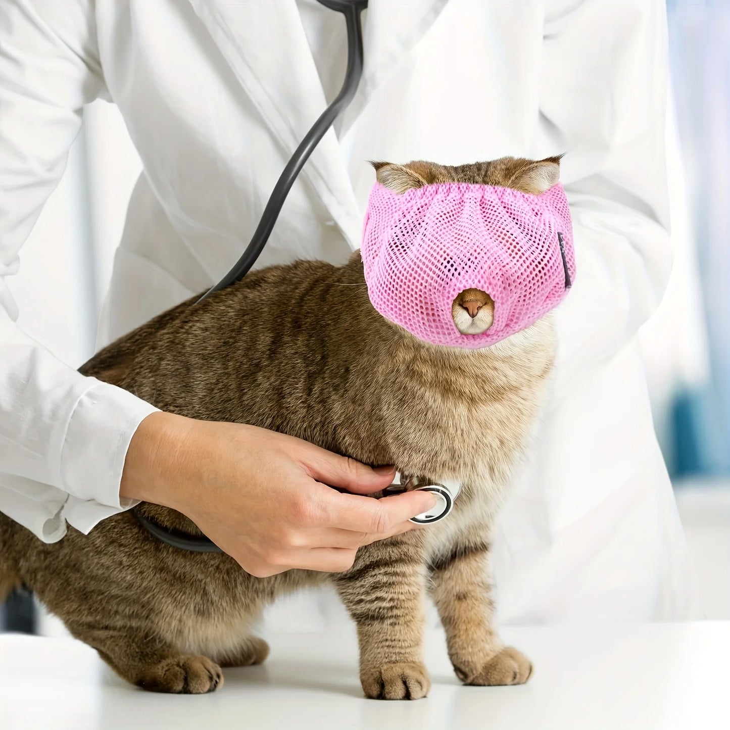 Adjustable Comfortable Cat Muzzle Breathable Mesh, Perfect Grooming Accessory, Safety Protective Mesh Cover, Kitten Protector