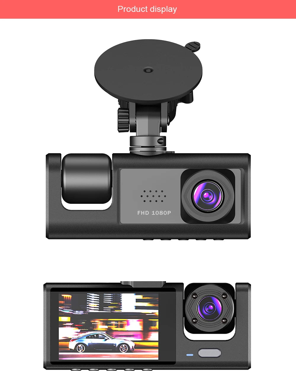 1080P Car Dvr 2/3 Camra Dash Cam for Cars Camera for Vehicle Recorder Video Front Optional Rear Camera  Night Vision Dashcam