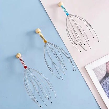 Relax Octopus Head Massager Stainless Steel Engraved Head Relaxer Brain Massage Claw Scalp Scratcher Itch Reliever Random Color
