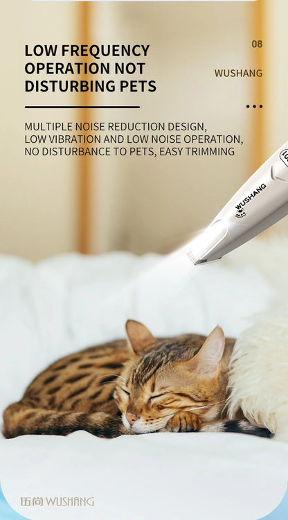 Pet Dog Electric Groomer Trimmer with LED Light Waterproof Pet Foot Hair Trimmer Low Noise Cat Dog Face Foot Ear Hip Paw Shaver