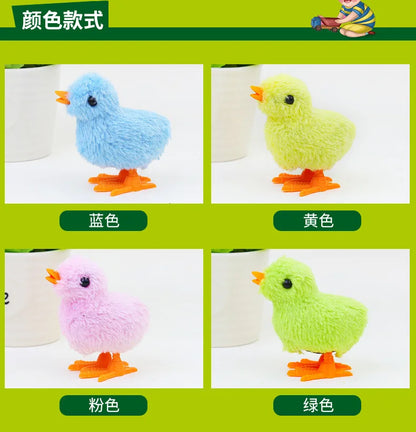 Pet Cat Toys Jumping Walking Hopping Cartoon Plush Chicken Clockwork Cat Interative Playing Toy Wind Up Chick Kitten Supplies