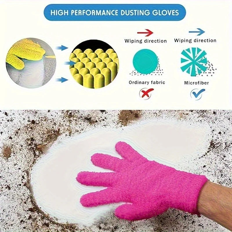 1pc Microfiber Dusting Gloves-Stretchable & Breathable Cleaning Gloves,Non-Waterproof for Cars, Boats, RVs, Pools, Home, Kitchen