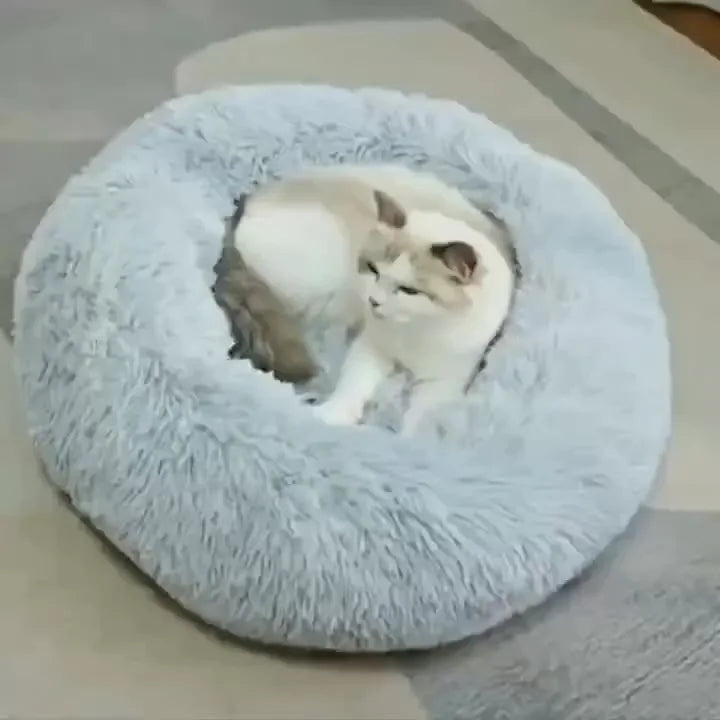 Cozy Plush Pet Bed for Cats & Small Dogs - Soft PU, Contemporary Style, Non-Assemble, Ideal for Kittens & Puppies Up to 3lbs