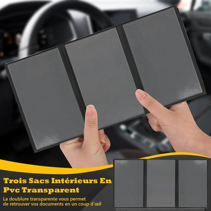 1/2-Pack Vehicle Registration & Insurance Card Holder - Transparent Plastic Document Sleeve for Car/Motorcycle Papers (Black)