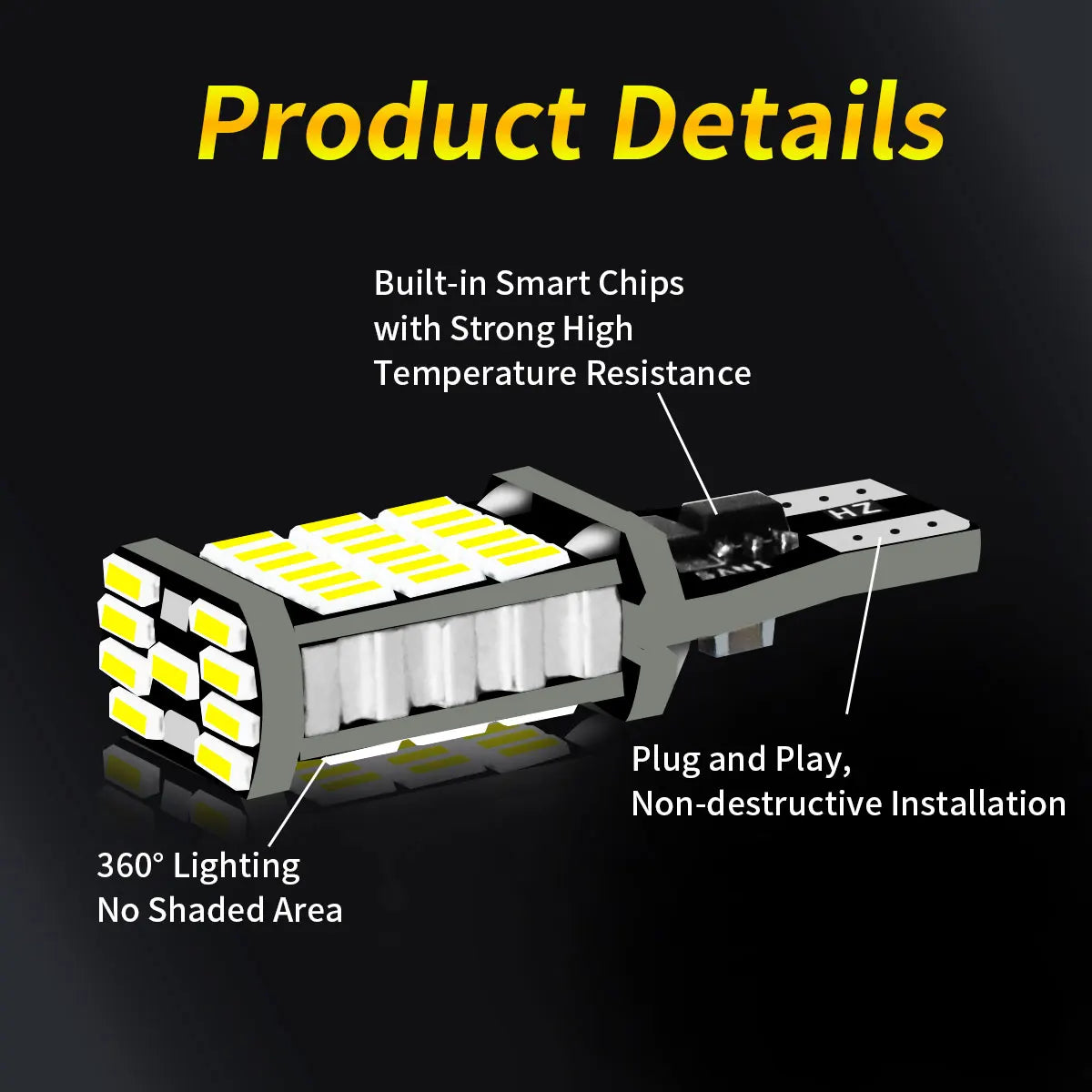 10-pack T15 W16W 921 912 T16 LED high-power ultra-bright bulbs suitable for car turn signal, brake, and reverse light replacemen
