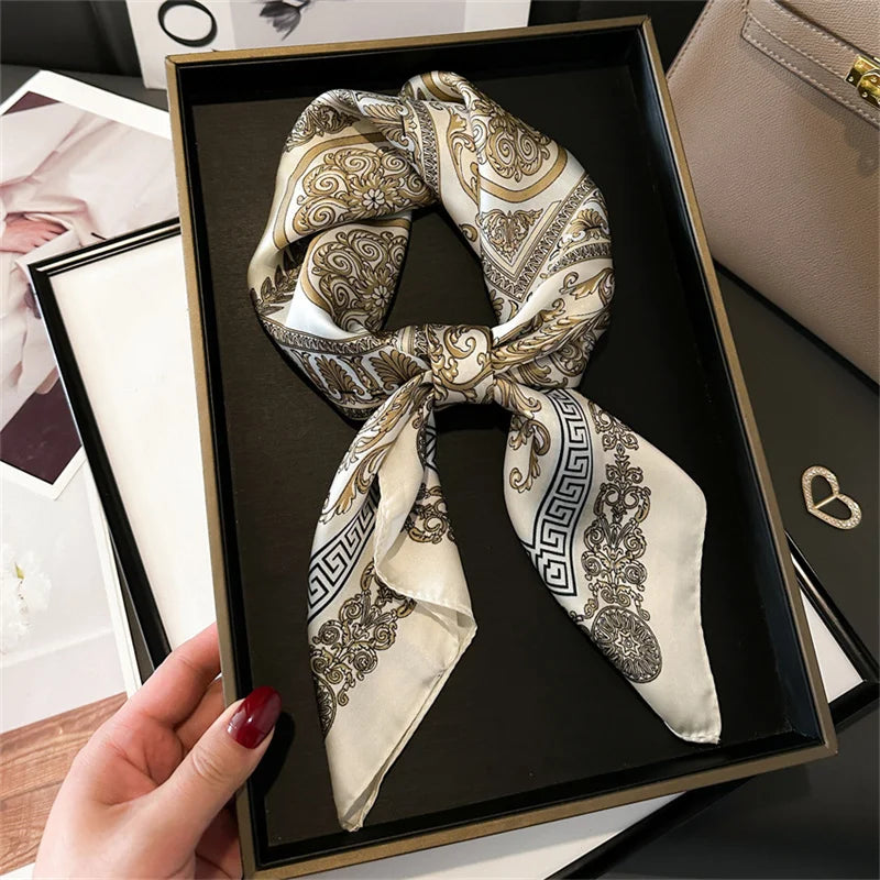 2025 New Fashion Luxury Printed Square Shawl Women 70x70cm Pashmina Silk Scarf Neck Headband Bandana