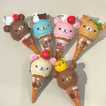 Anime Cute Kawaii Capsule Blind Box Toy Ice Cream Bear Bead Chain Hanging Bag Doll Toy Model Decoration Pendant Children'S Gift