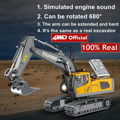4WD Remote Control Excavator Toy Radio Controlled RC Dump Truck Vehicle Crawler Bulldozer Construction Buggy Light and Sound Car