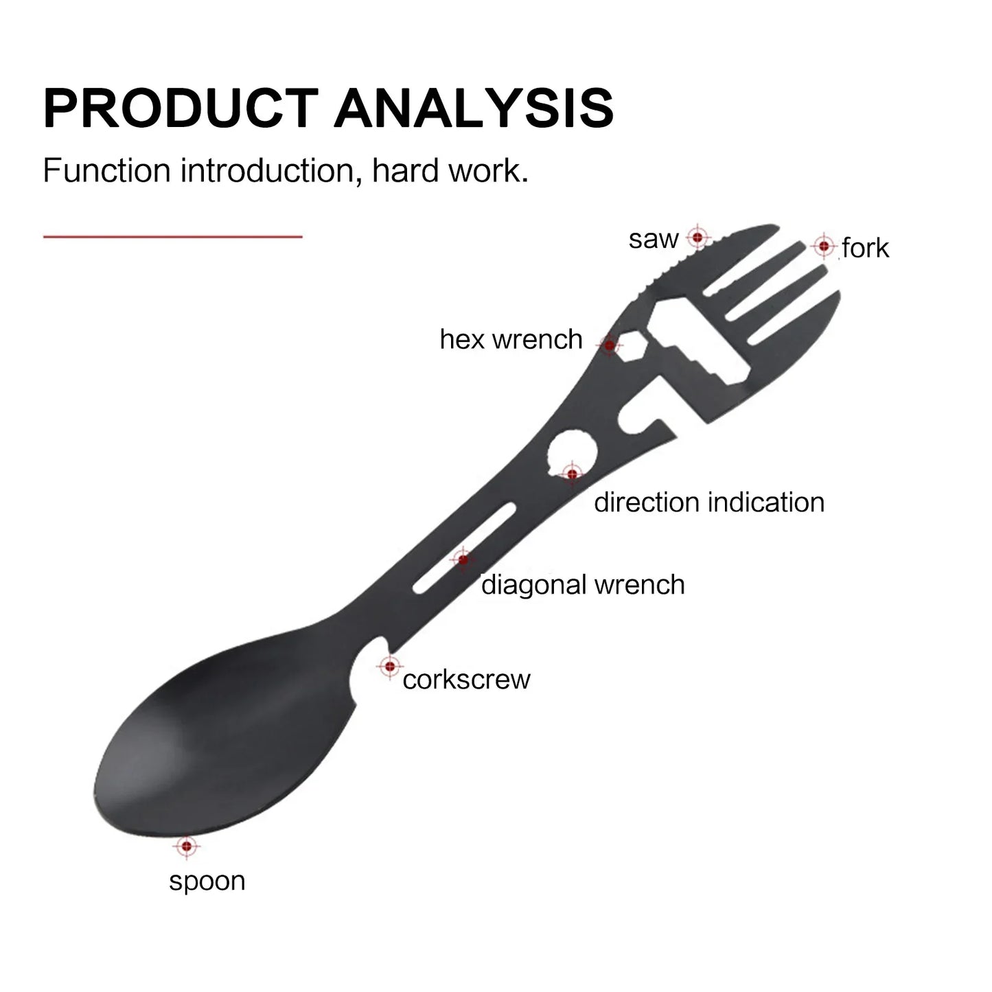 Camping Utensils Set Stainless Steel Outdoor Survival Gear 5 in 1 Tableware Travel Hiking Cutlery Fork Spoon Opener