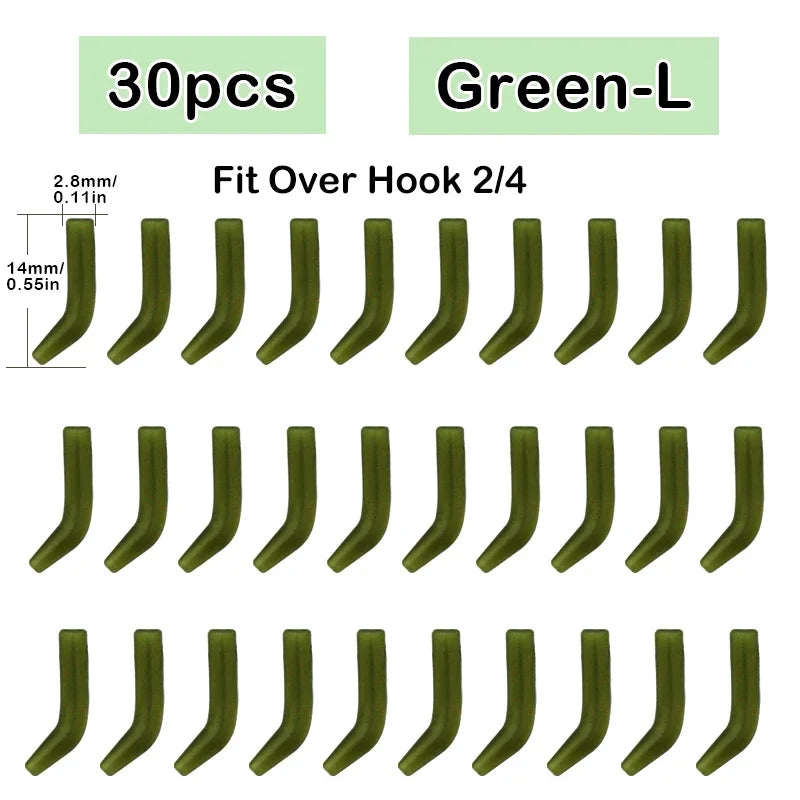30pcs Terminal Carp Fishing Anti-Tangle Sleeves Connect with Fishing Hook Rubber Tip Tube Positioner Terminal Fishing Tackles