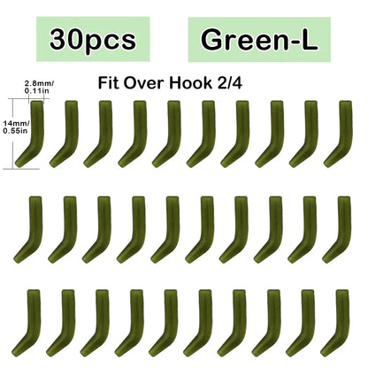 30pcs Terminal Carp Fishing Anti-Tangle Sleeves Connect with Fishing Hook Rubber Tip Tube Positioner Terminal Fishing Tackles