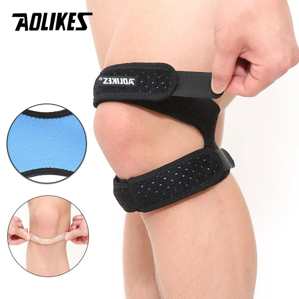 AOLIKES 1PCS Pressurized Knee Wrap Sleeve Support Bandage Pad Elastic Braces Knee Hole Kneepad Safety Basketball Tennis Cycling