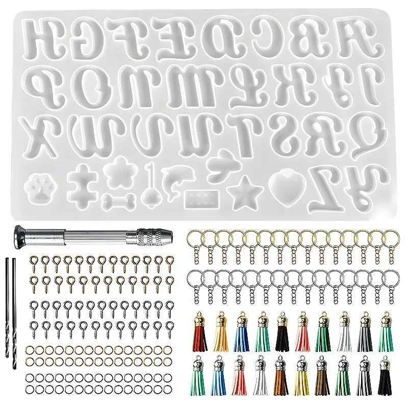 Alphabet Silicone Mold for Epoxy Resin Kit Mixed Style Letters Resin Casting Mold Set DIY Keychain Pendant Jewelry Making Tools