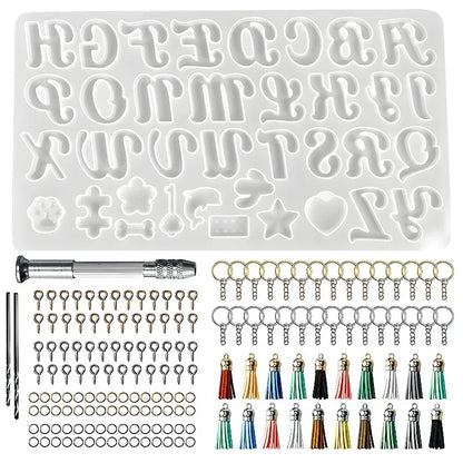 Alphabet Silicone Mold for Epoxy Resin Kit Mixed Style Letters Resin Casting Mold Set DIY Keychain Pendant Jewelry Making Tools