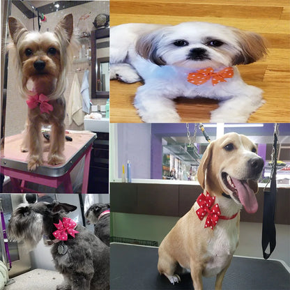 50pcs  Dog Bowtie Dot Solid Bow Tie Collar For Small Dogs  For Dog DIY Bowties Necktie Pet Grooming Accessories For Small Dogs