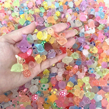 30-100pcs Luminous Mini Resin Animal Figurines Glow in The Dark Fish Tank Aquarium Ornament  Aquatic Landscaping Decor Accessory