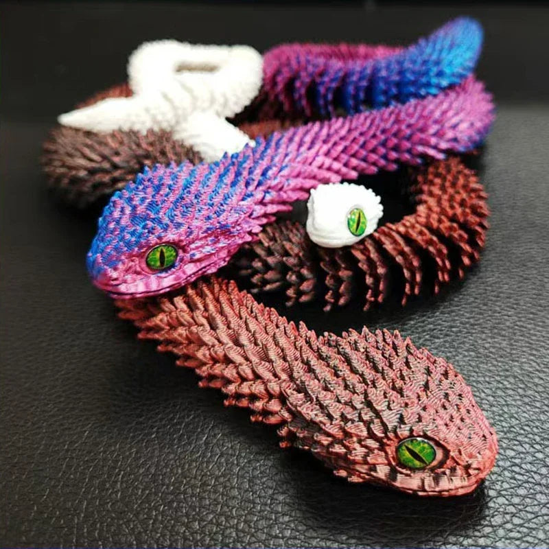 3D Printed Snake Movable Joint Fidget Toy Figurine Simulation Snake Office Desktop Ornament Christmas Gifts Crafts Miniatures