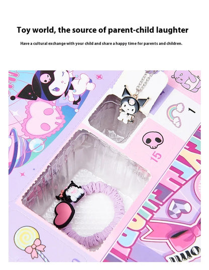 Cute Kuromi Cinnamoroll Melody Christmas Advent Calendar Kawaii Random Figure Ornament Anime Cartoon Keychain Kids Toy Gift