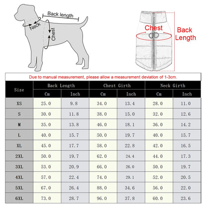Warm Winter Dog Jacket For Winter Padded Pet Vest Coat For Small Large Dogs Waterproof Pets Clothes With D-ring Golden Retriever
