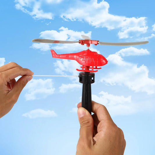 1/3/6 PCS Outdoor Sports Flying Toys Handle Pull Wire Planes Toys Flying Toy Helicopter, 360° Rotating Helicopter
