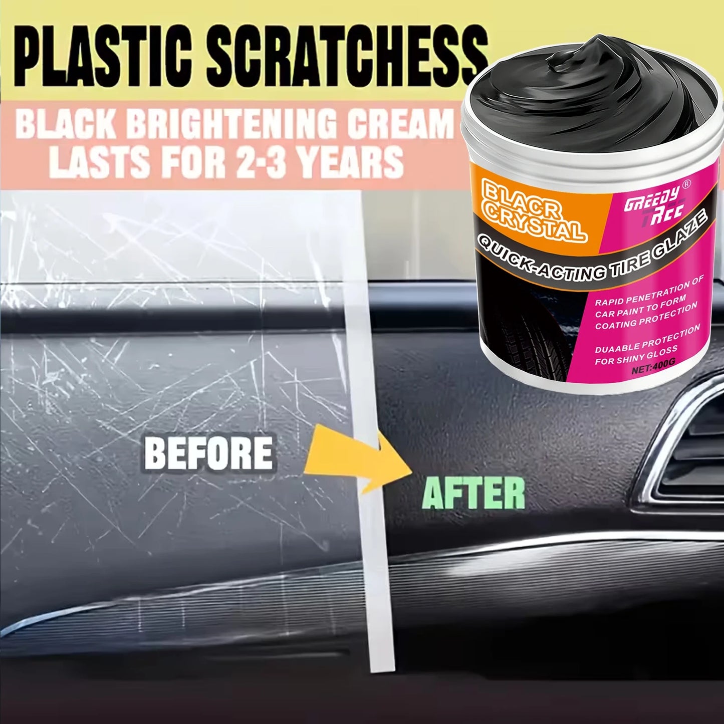 [All-in-One Repair Cream] All-in-One Plastic & Rubber Repair Cream - Instant Black Restoration, Scratch Remover & Anti-Aging For