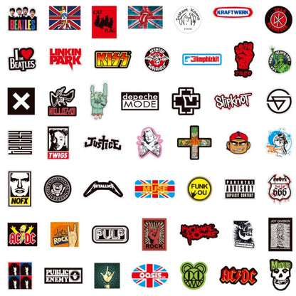 100 Rock And Roll Music Band Stickers Punk Graffiti Stickers For Laptop Guitar Helmet Luggage Decal Golden Memory Stickers Store