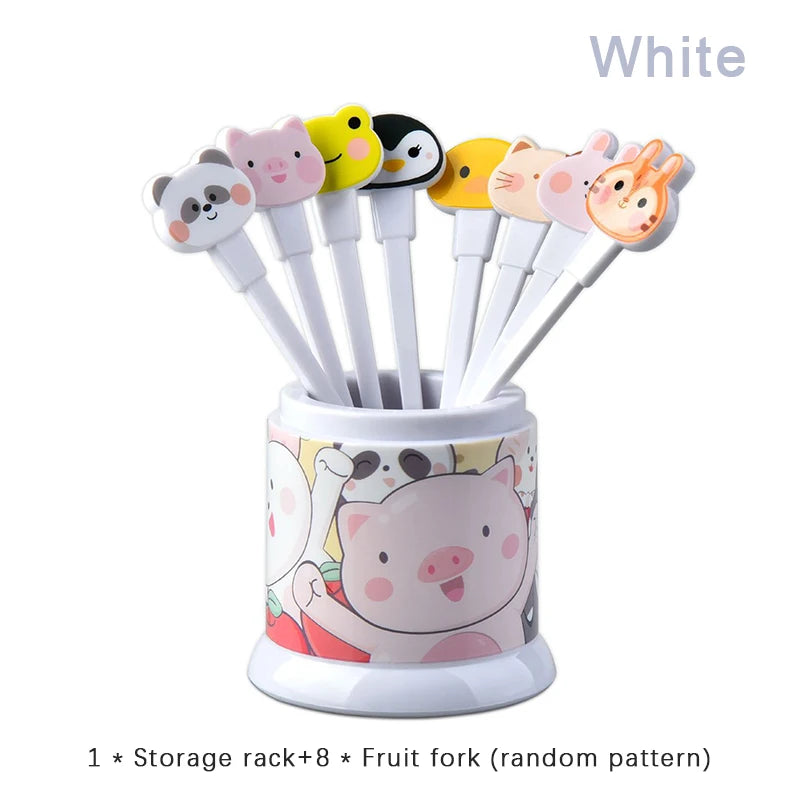 8pcs/set Mini Cartoon Panda Fruit Fork Kids Snack Dessert Pick Cake Bento Lunches Party Decoration Forks