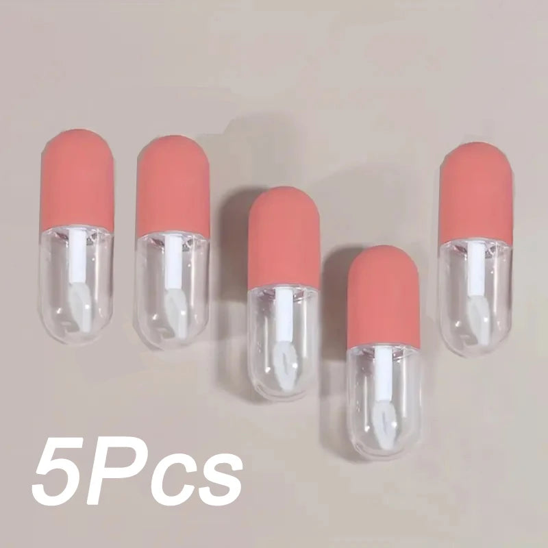 3/5Pcs 4.5ML Lip Glaze Empty Tube Mini Small Capsule Circular Bottle Frosted Rubber Transparent Plastic Lipstick Empty Tube
