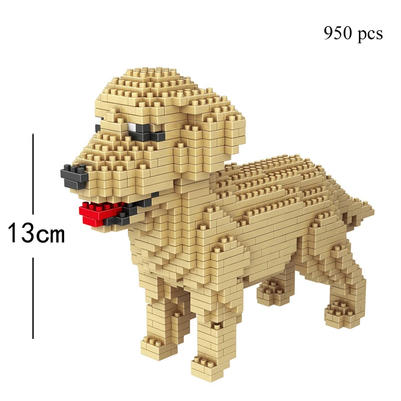 KNEW BUILT Dog Model Mini Building Block Toys Set for Kid Boy Girls Adult Beginner Teddy Hughes Corgi Collie Pet Style Bricks