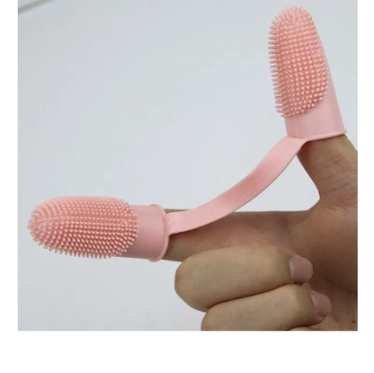 Dual Finger Set Pet Toothbrush Oral Cleaning Dog Flexible Durable Suppleness Toothbrush Safe Non-toxic Easy Clean Pet Products