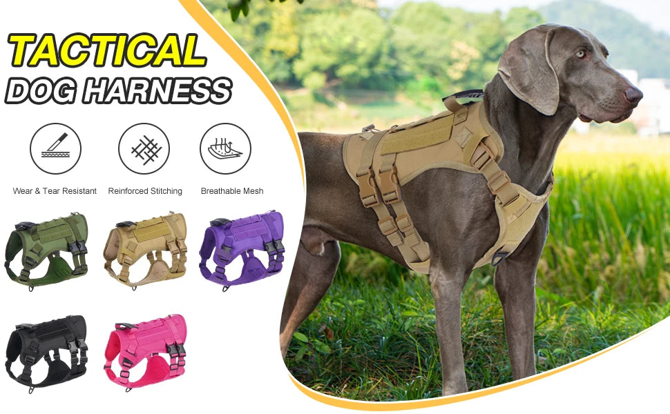 Tactical Chest Strap Large Dog Explosion proof Outdoor Anti slip Tank Top Pet Traction Dog Harness Reinforcement Loop Dog Walkin