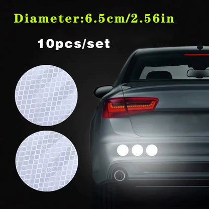 10pcs/set Car Bumper Reflective Safety Strip Stickers Car Circular Reflective Sticker Reflective Warning Safety Tape