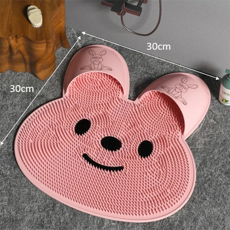 Rabbit Silicone Foot Scrubbing Mat Exfoliating Shower Massage Brush Back Massager Foot Scrubber Bathroom Non-slip Bath Mat Tools