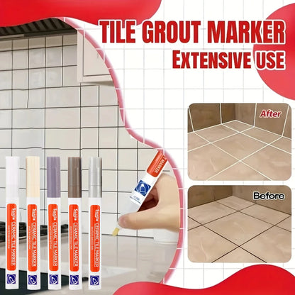 1Pcs Waterproof Ceramic Tile Grout Marker Pen, White Tile Repair Pen with Anti-Mold Filler, Bathroom Floor Tile Gap Cleaning Pen