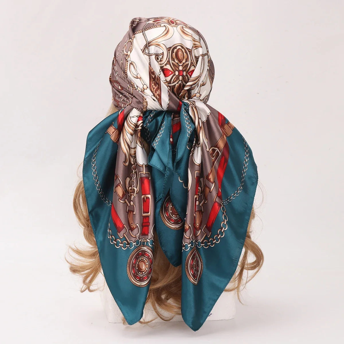 90*90cm Silk Scarf Scarftop Headwraps Women Four Seasons Hair Scarve Hijab Foulard Iuxe Bandana Femme Headscarf