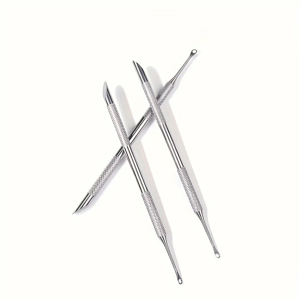 1/2pcs Stainless Steel Cuticle Pusher Nail Care Tool, Multifunctional Dead Light Beige Remover, Foot Pedicure and Manicure File