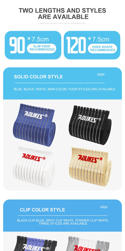 AOLIKES 1PC 40-180CM Elastic Bandage Compression Knee Support Sports Strap Knee Protector Bands Ankle Leg Elbow Wrist Calf Brace