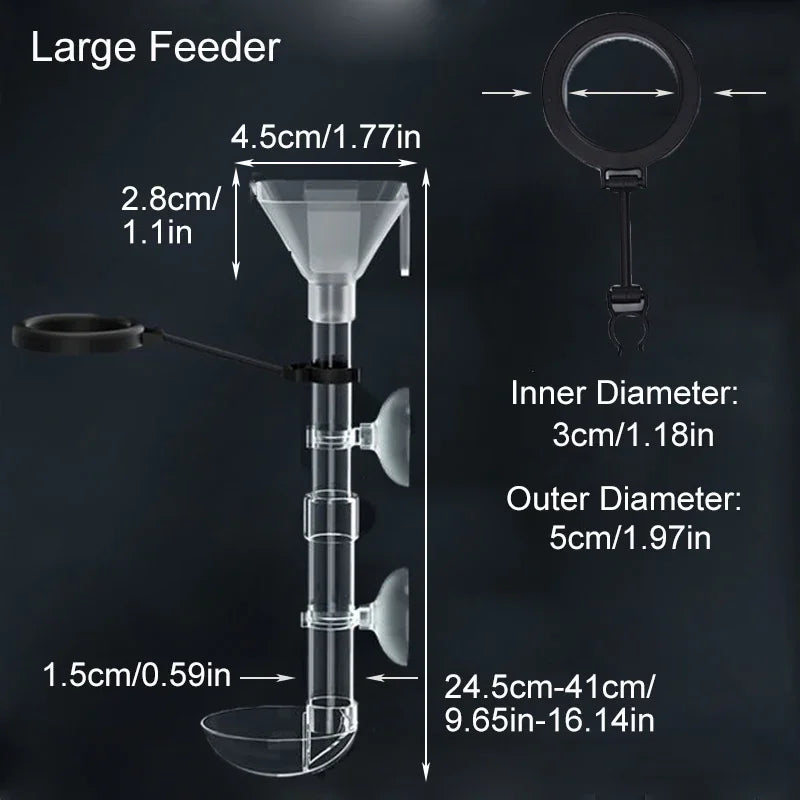 Acrylic Aquarium Fish Feeder Transparent Tube Telescopic Multifunctional  Fish Tank Food Dispenser with Feeding Ring