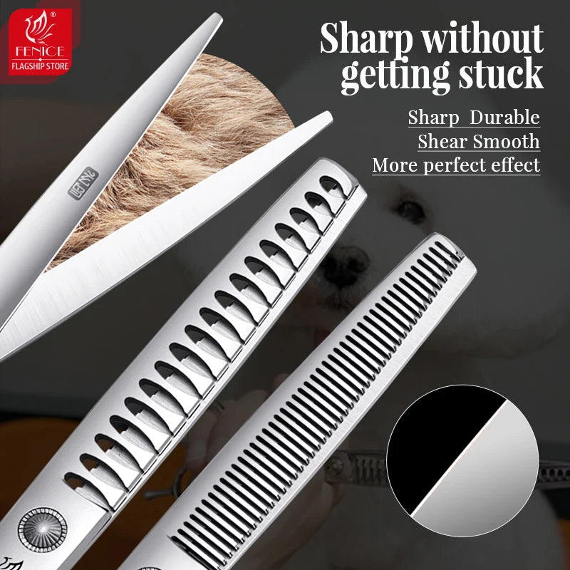 Fenice 6//6.5/7/7.5 Inch Professional Pet Dogs Grooming Scissors Set Straight&Curved &Thinner&Chunker Shear Scissors