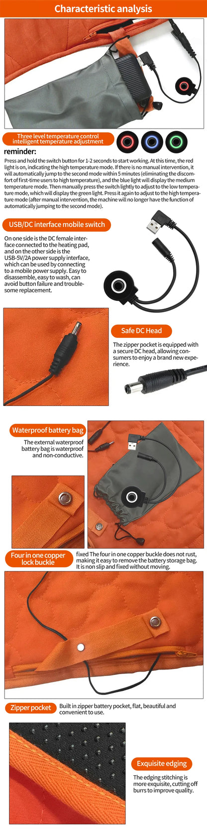 Outdoor USB Heating Sleeping Mat Outdoor Electric Heating Pads Camping Heated Sleeping Mattress Sleeping Bag Mattress