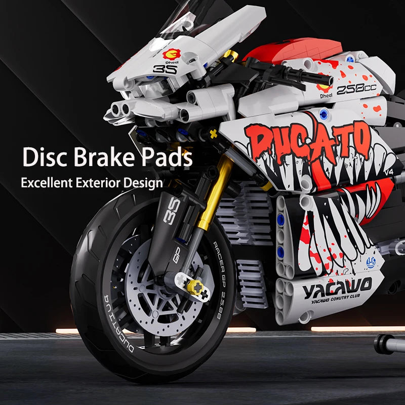 Technical V4 Motorcycle Building Blocks Set Famous Super Motorbike Model Kit Racing Bricks Teens Assembled Toys Gifts For Boys