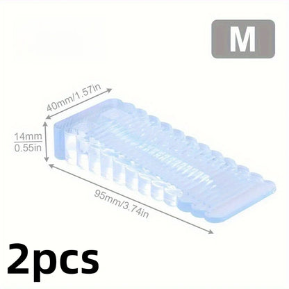2pcs Transparent Rubber Door Suction Non-Slip Wedge-Shaped Hardware Anti-Collision Door Stopper/Door Top