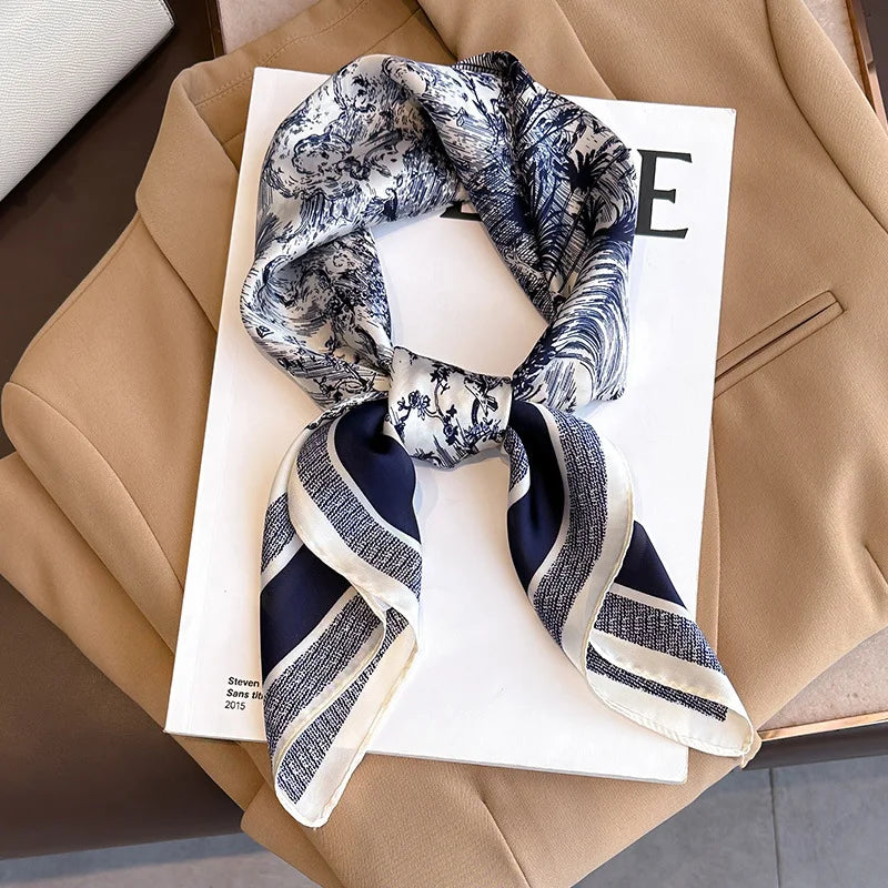 Luxury Brand Silk Square Paisley Scarf Women Satin Neck Hair Tie Band Soft Bandana Neckerchife 2025 Hijab Head Female Foulard