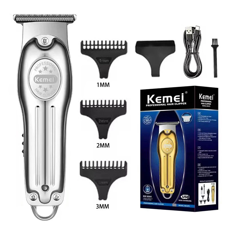 Kemei KM-679 Professional Hair Trimmer Electric Hair Clipper Men's Rechargeable Barber Cordless Cutting Machine for Bareheaded
