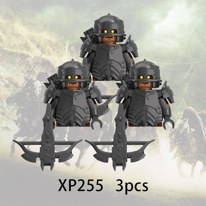 3pcs Lord Rings Elves Orcs Army Dwarf Rohan Mini Action Toy Figures Building Blocks Assembly Toys for Kids Birthday Gift