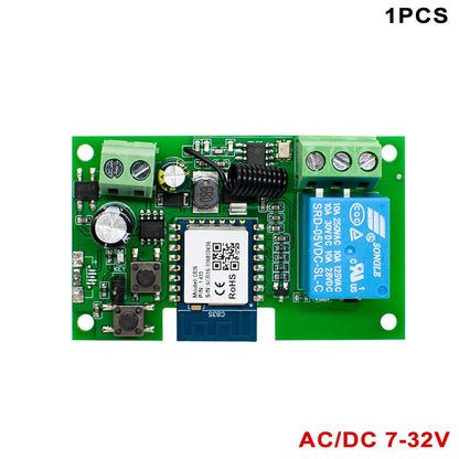 Tuya WIFI Smart Garage Gate Electric Door Access Motor Switch DC 12V 24V 32V AC 220V 1/2CH Pulse Relay Module RF433 Remote Alexa